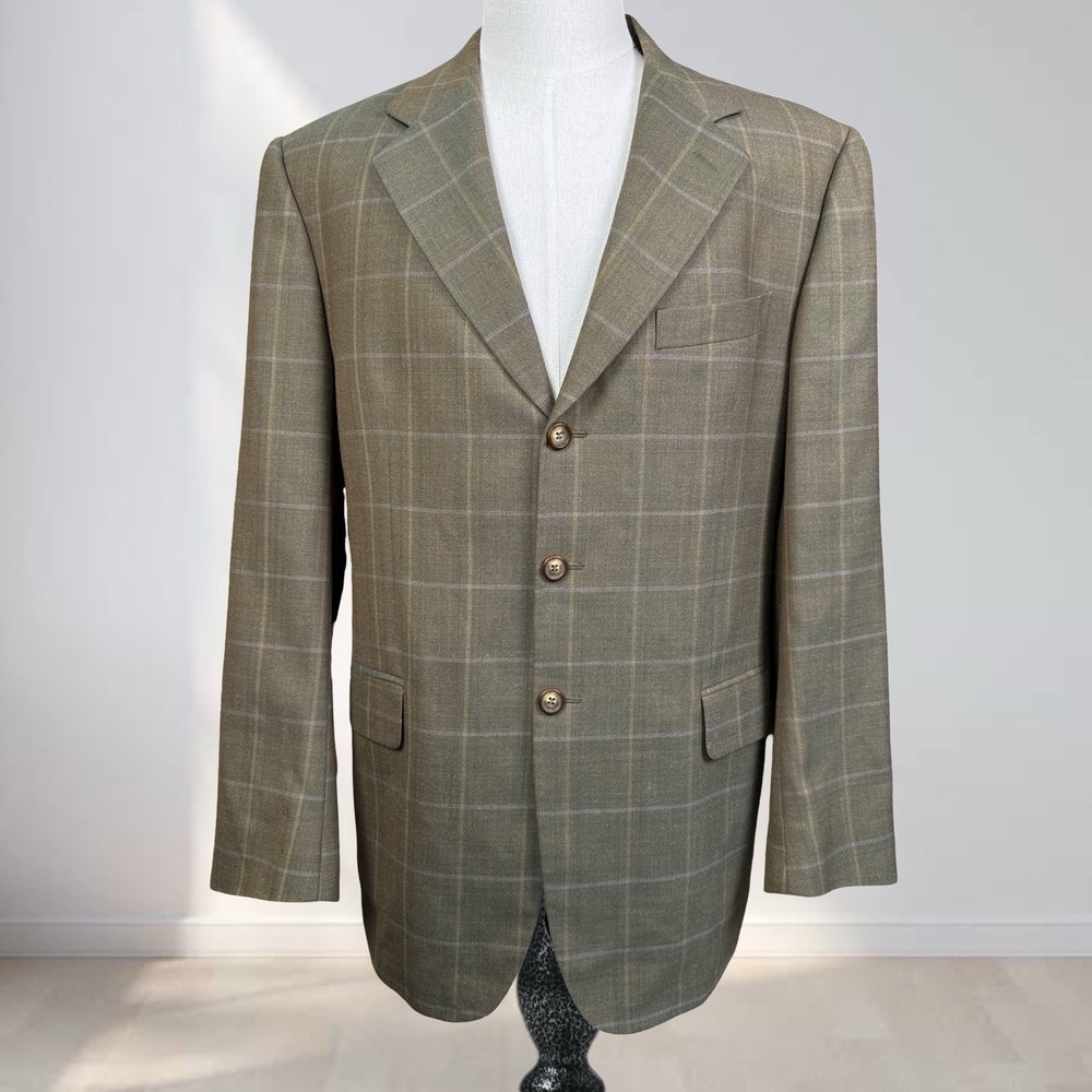 Nick Hilton Calvino Vitale Blazer Men 44R Window Pane Plaid Made in Italy